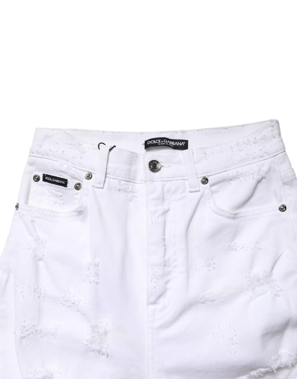 Dolce & Gabbana White Distressed High Waist Denim Jeans