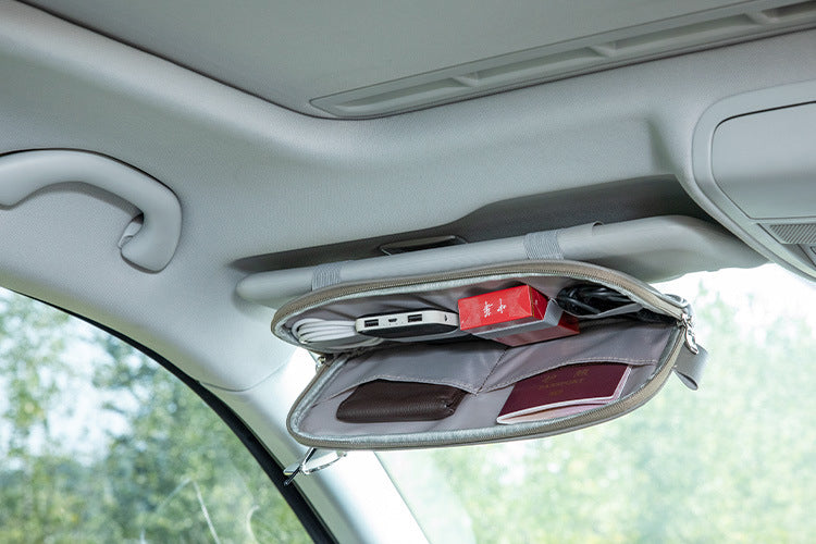 Multifunctional Car Storage Bag with Sun Visor Clip
