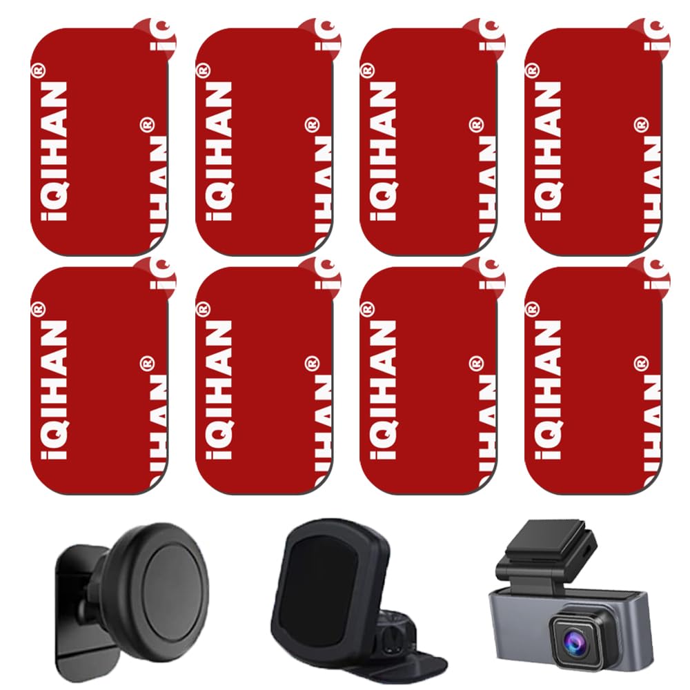 Sticky Adhesive Pads Replacement for Car Dashboard Magnetic Phone Mount Holder Base 8pcs Rectangle Heat Resistance Double-Side Sticker Tapes for Magnet Car Phone Stand Cradle & Windshield Dash Cam