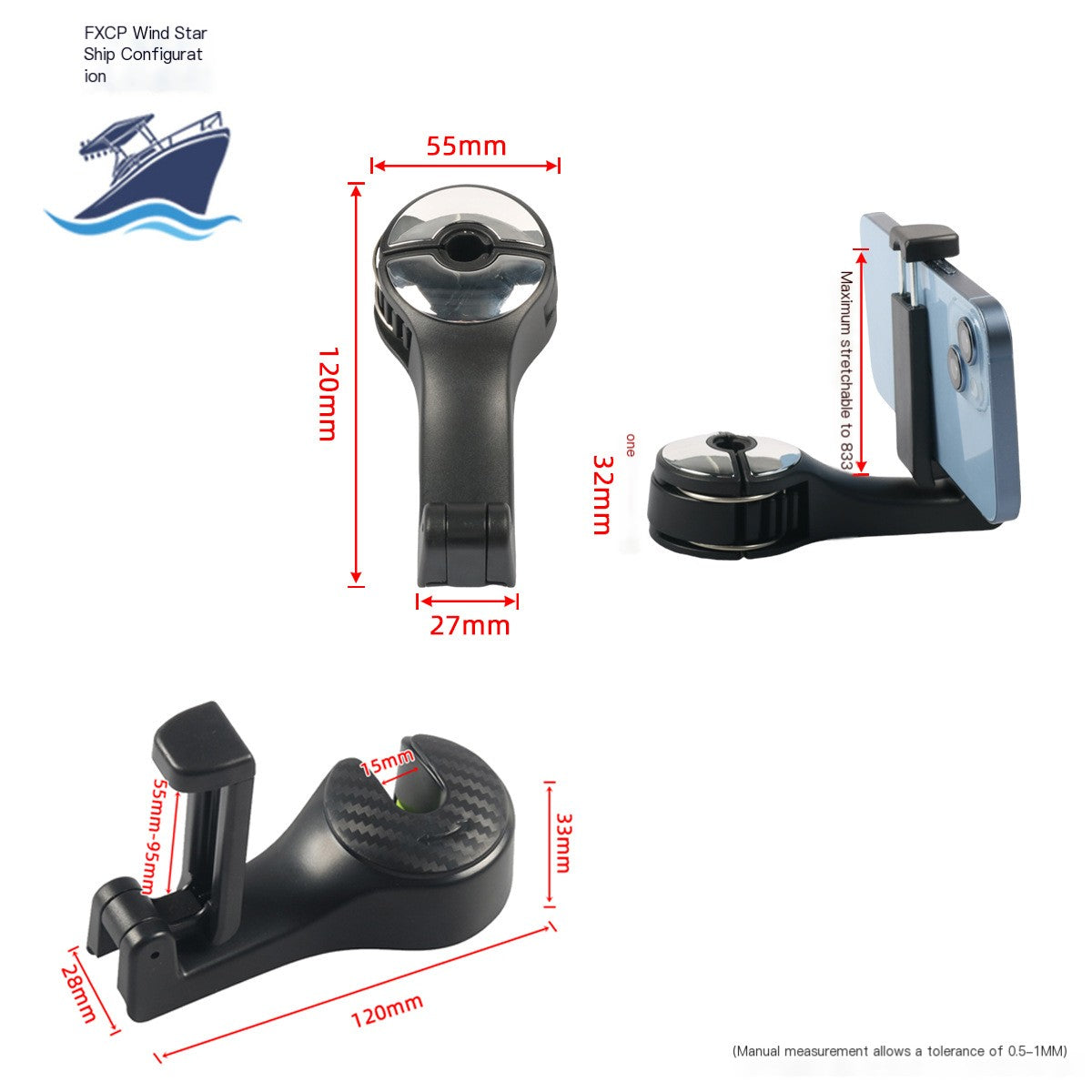 Black Car Hidden Hook and Phone Holder Interior Accessory