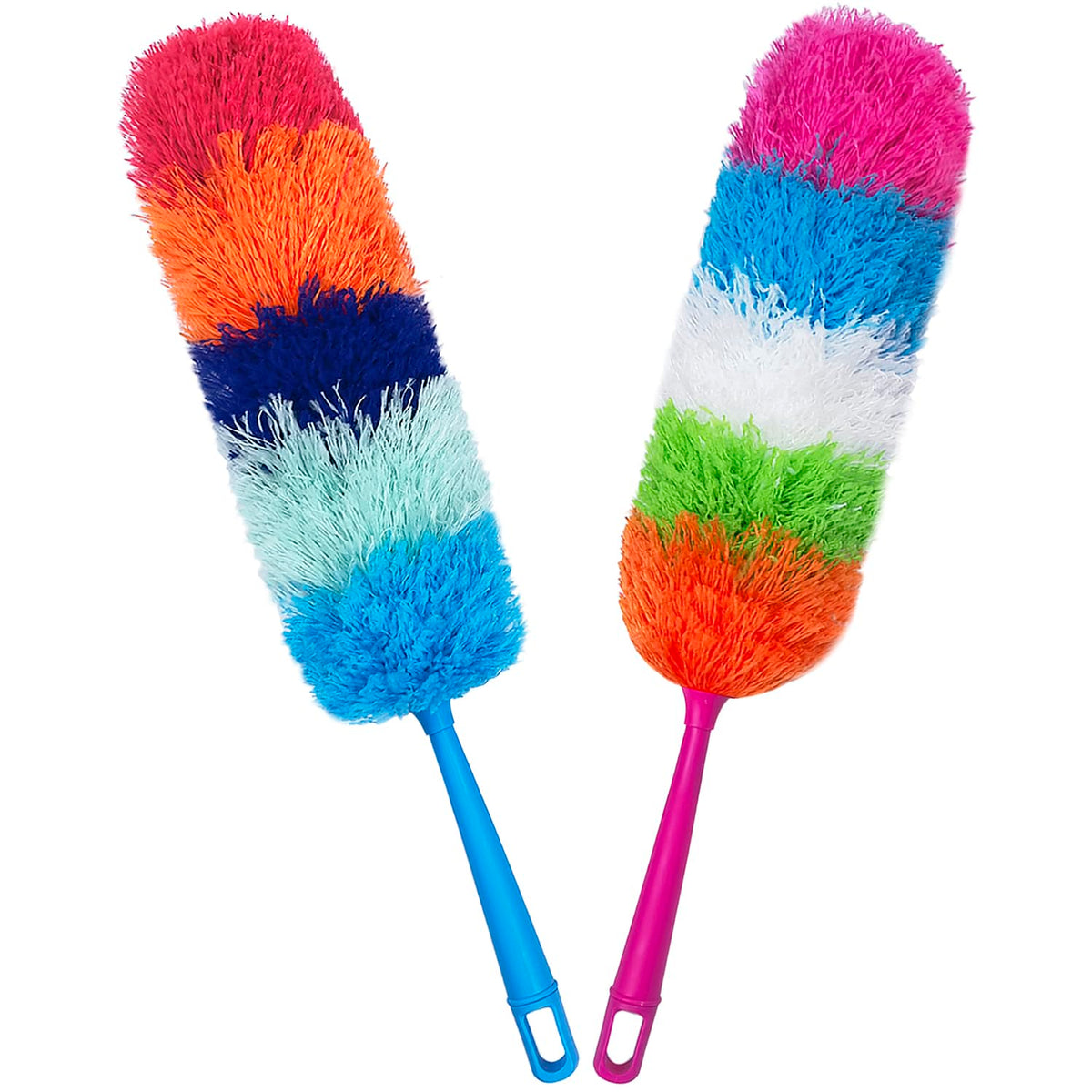 2 Pack 22-Inch Rainbow Reusable Microfiber DustersBendable and Washable Feather Duster for Everyday Cleaning in Home Library Office Car and More