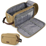 PAVILIA Toiletry Bag for Men Canvas Travel Dopp Kit Water Resistant Hygiene Bag Toiletries Organizer Shaving Kit Travel Accessories Bag Tan Khaki