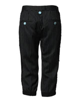 Dolce & Gabbana Black Wool Stripes Cropped Trouser Pants