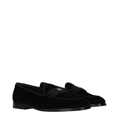 Dolce & Gabbana Black Velvet Slip-On Loafers