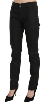 John Galliano Black Mid Waist Skinny Cotton Casual Denim Jeans