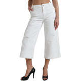 Dolce & Gabbana Wide Leg White Cotton Cropped Denim Jeans
