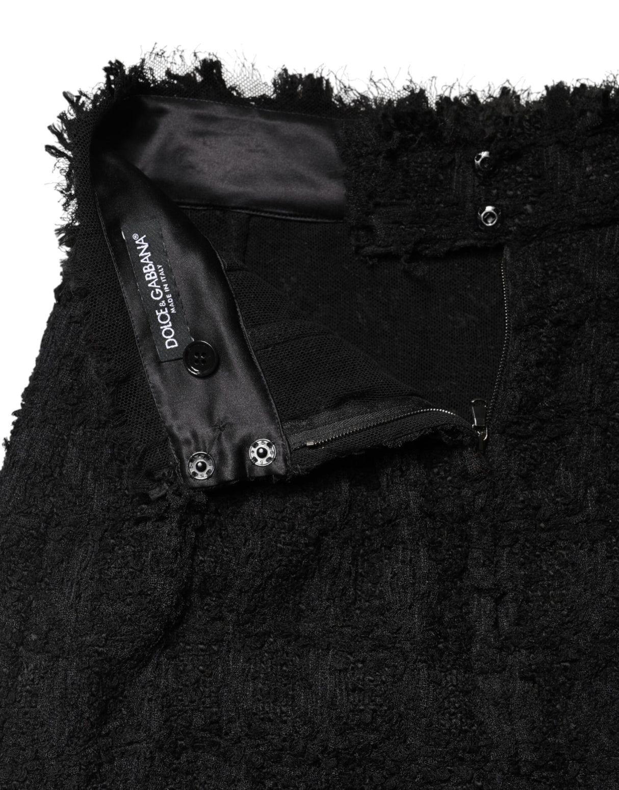 Dolce & Gabbana Black Nylon High Waist Open-Stitch Mini Skirt