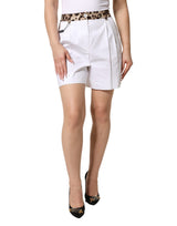 Dolce & Gabbana White Cotton High Waist Bermuda Mini Shorts