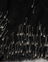 Dolce & Gabbana Black Pins Cotton Denim Hot Pants Shorts