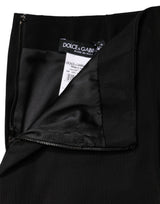 Dolce & Gabbana Black Cotton Pencil Cut High Waist Mini Skirt