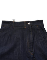 Dolce & Gabbana Dark Blue Cotton A-line Denim Midi Skirt