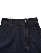 Dolce & Gabbana Dark Blue Cotton A-line Denim Midi Skirt