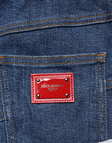 Dolce & Gabbana Blue Patchwork Layered Denim Midi Skirt