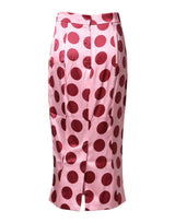 Dolce & Gabbana Pink Polka Dot Silk Pencil Cut Midi Skirt