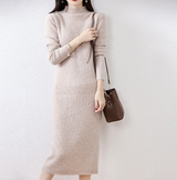Knee-Length Fitted Cashmere Sweater Dress for Women