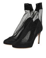 Dolce & Gabbana Black Nylon Stretch Mesh Sock Boots  Shoes