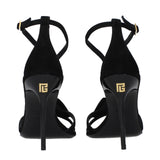 Balmain Black Leather Stiletto Heel Sandals