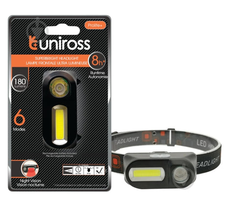 Uniross ULSH04 Prolite Plus USB Rechargeable Twin LED Headlamp 180 Lumens