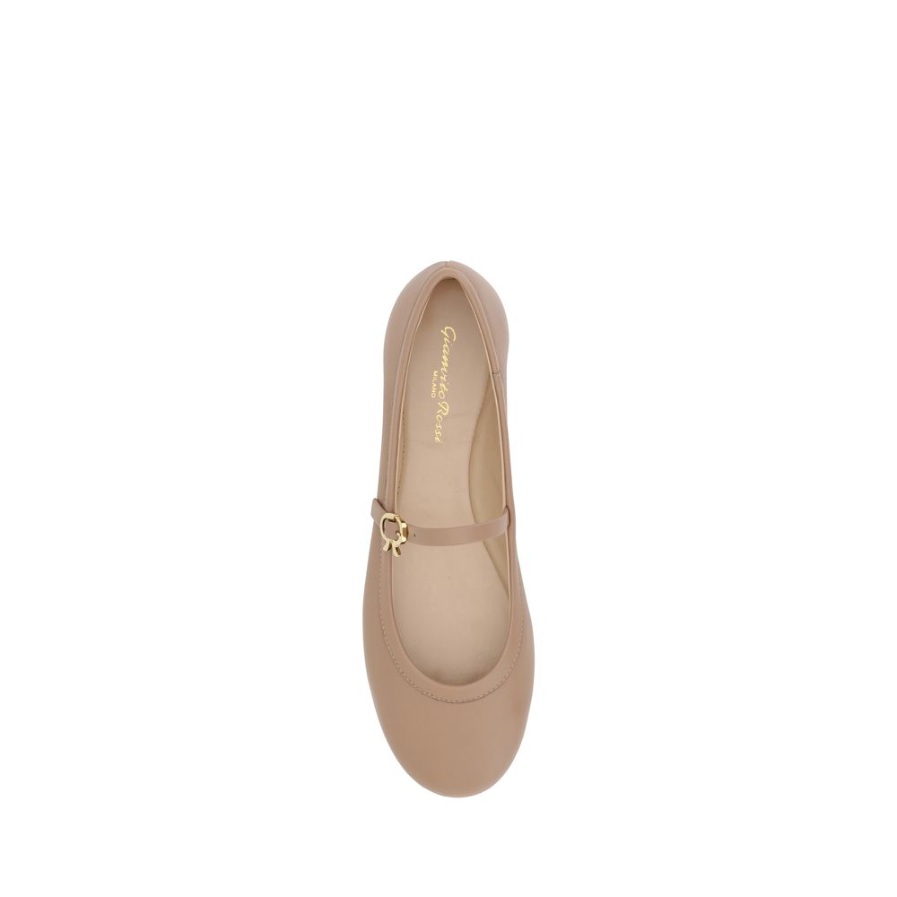 Gianvito Rossi Beige Calf Leather Bos Taurus Ballet Flats