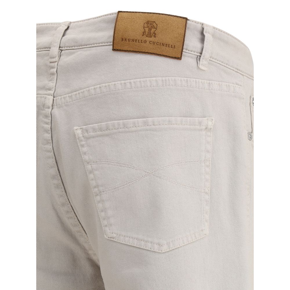 Brunello Cucinelli Beige Cotton Straight-Leg Jeans
