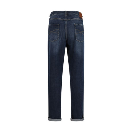 Brunello Cucinelli Blue Cotton Straight-Leg Jeans