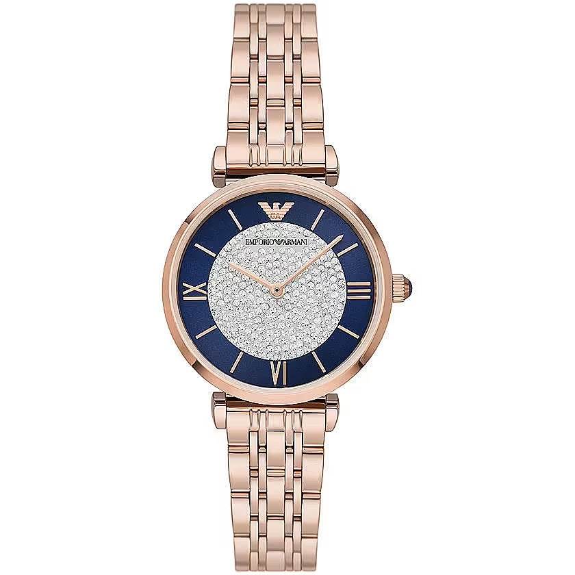 Montre à quartz en acier bronze Emporio Armani pour femme 