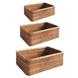 Hand-Woven Rattan Wicker Rectangular Storage Basket