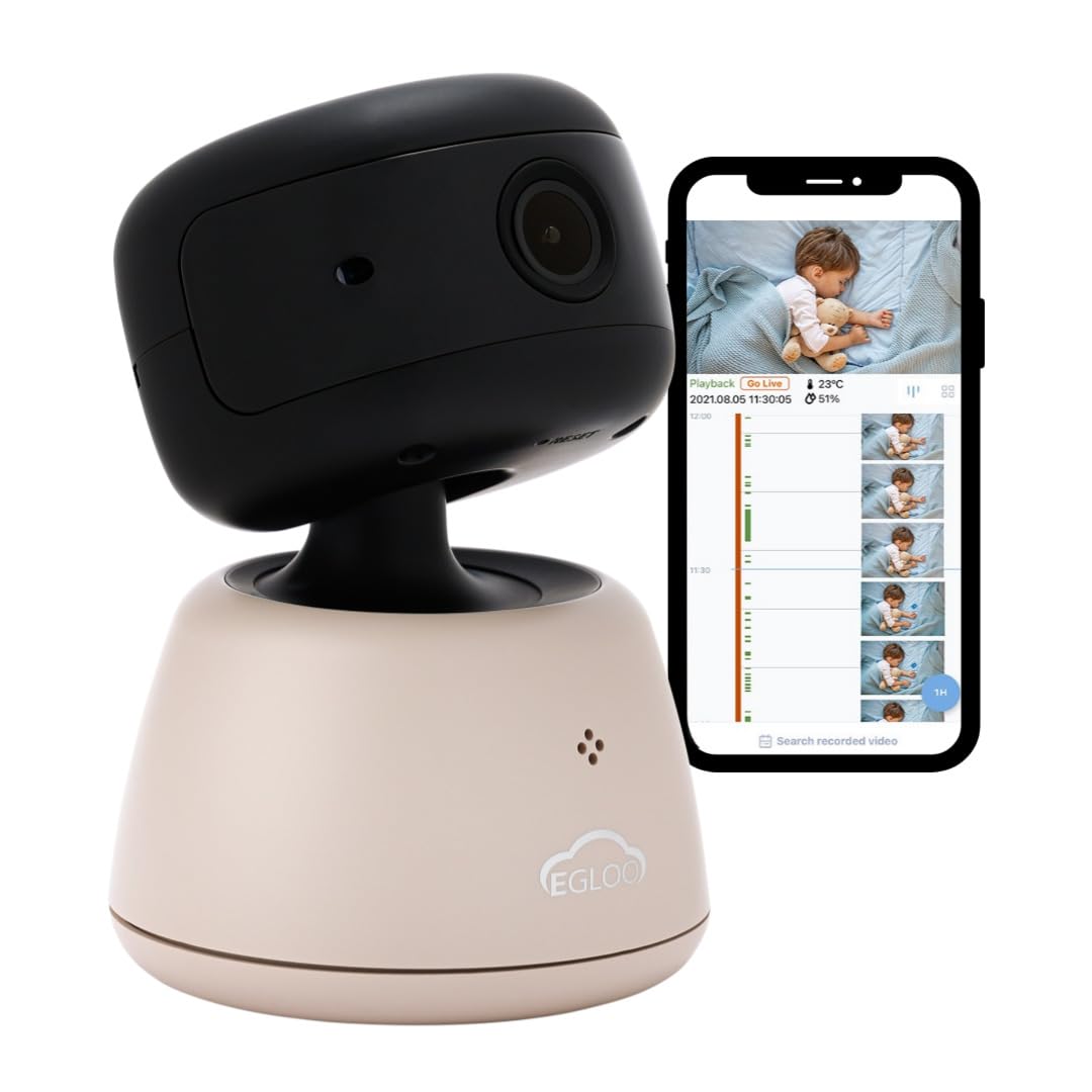 EGLOO S4+(S4 Plus) Smart Indoor Security Camera for Baby Monitor 2K Video with 2-Way Audio Motion/Sound Detection Night Vision Cloud or SD Card Storage Phone App Supporting 5G/2.4Ghz WiFi