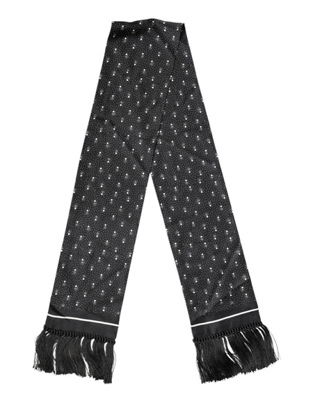 Dolce & Gabbana Black Silk Dotted Men Neck Wrap Shawl Scarf