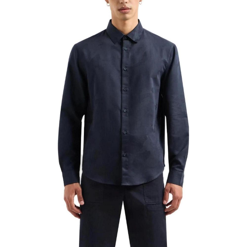 Armani Exchange Blue Cotton Dress Shirt