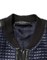 Dolce & Gabbana Blue Nylon Full Zip Bomber Men Jacket
