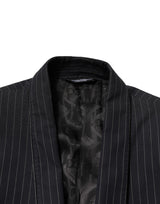 Dolce & Gabbana Dark Gray Stripes 1 Button Suit Jacket Blazer