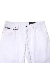 Dolce & Gabbana White Cotton Stretch Skinny Denim Men Jeans