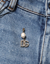 Dolce & Gabbana Blue Embellished Cotton Skinny Denim Jeans