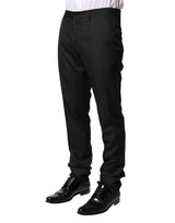 Dolce & Gabbana Black Stripes Wool Men Dress Trousers Pants