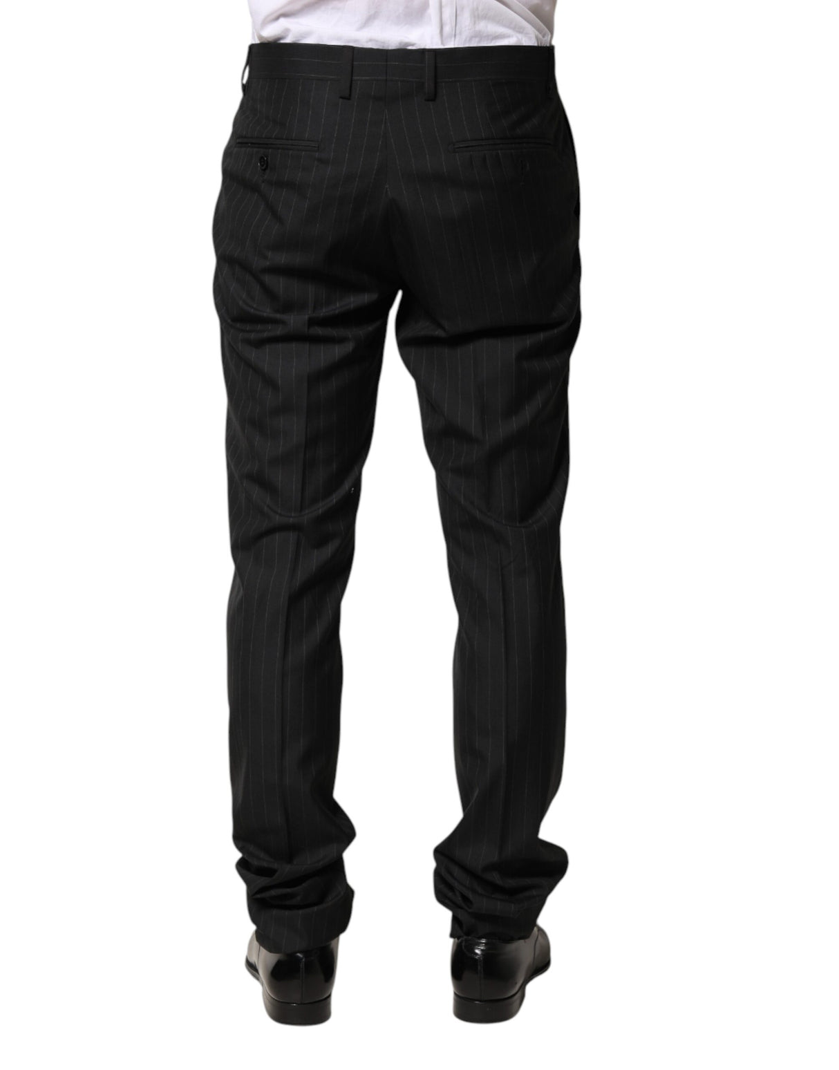 Dolce & Gabbana Black Stripes Wool Men Dress Trousers Pants