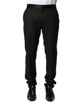 Dolce & Gabbana Black Wool Mid Waist Men Dress Trousers Pants