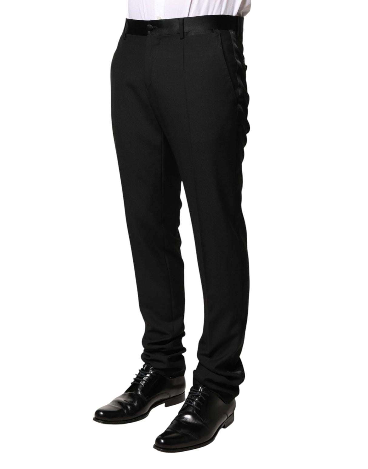Dolce & Gabbana Black Wool Mid Waist Men Dress Trousers Pants