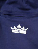 Dolce & Gabbana Blue Cotton Mid Waist Jogger Trousers Pants