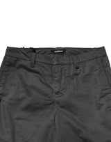 Dondup Dark Gray Cotton Mid Waist Skinny Men Chino Trouser Pants