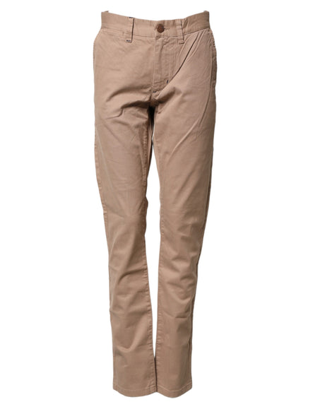 Sun68 Beige Cotton Mid Waist Straight Men Chino Trouser Pants