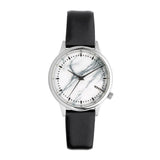 Komono Black Leather Dress Watch