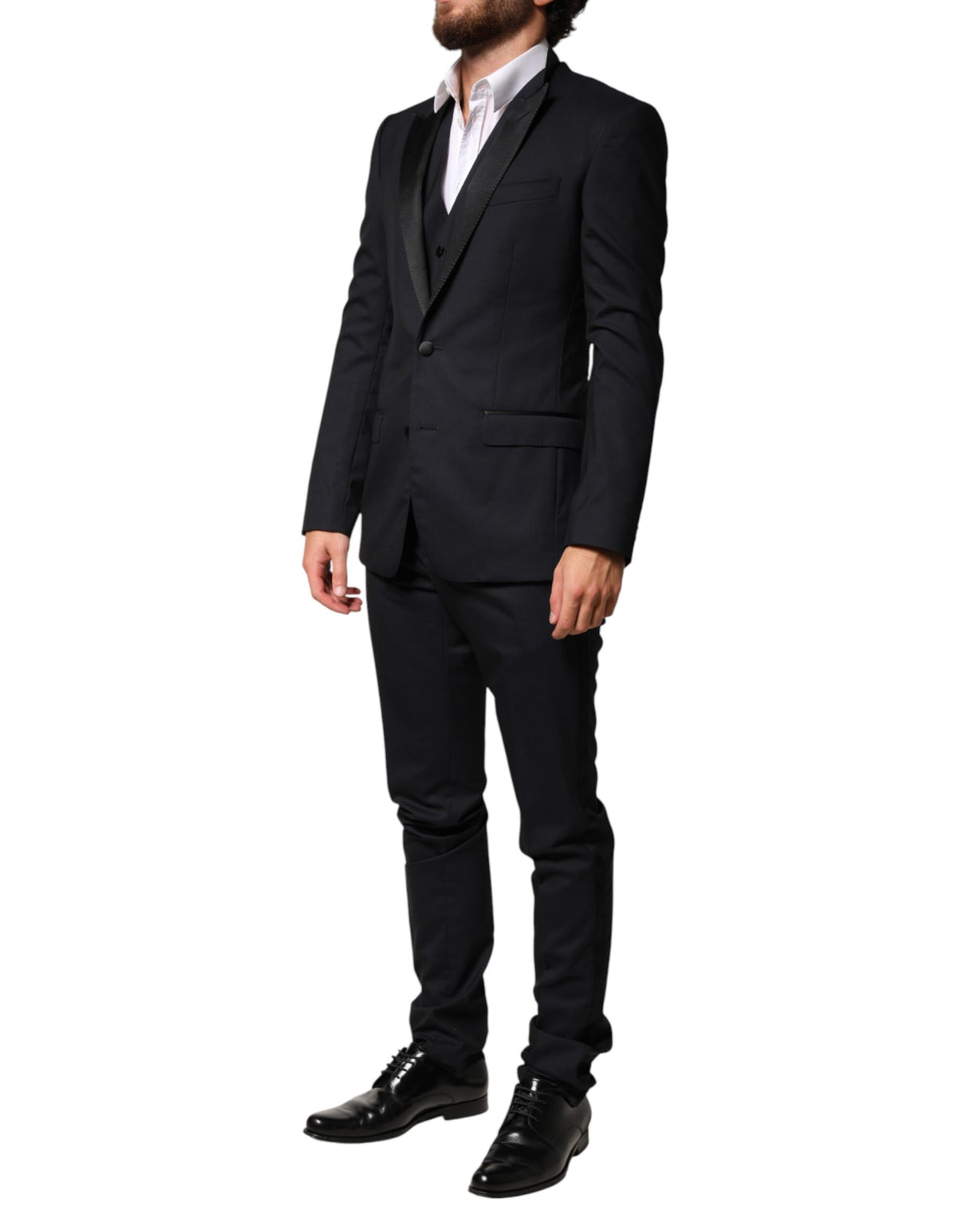 Dolce & Gabbana Black Wool Single Breasted 3 Piece Men Suit