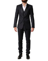 Dolce & Gabbana Blue Wool Single Breasted 3 Piece Men Suit