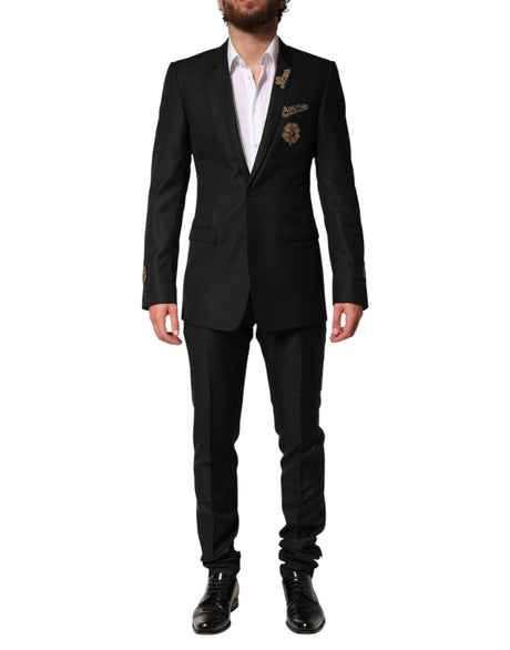 Dolce & Gabbana Black Embellished Single Breasted 2 Pc Suit