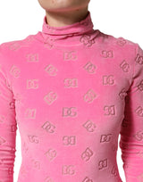 Dolce & Gabbana Pink Logo Monogram Long Sleeve Jumpsuit  Dress