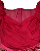 Dolce & Gabbana Pink Silk Embellished A-line Midi Dress