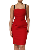 Dolce & Gabbana Red Stretch Bodycon Sheath Knee Length Dress