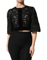 Dolce & Gabbana Black Floral Lace Cropped Coat  Jacket