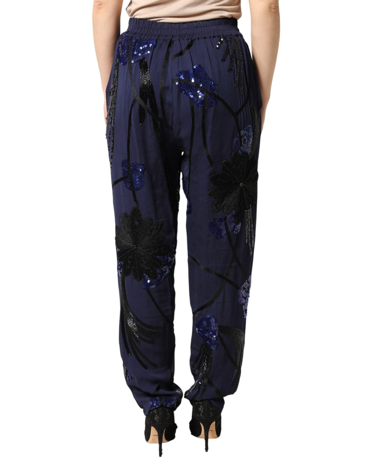 Christian Pellizzari Blue Sequined Tapered Trouser Pants